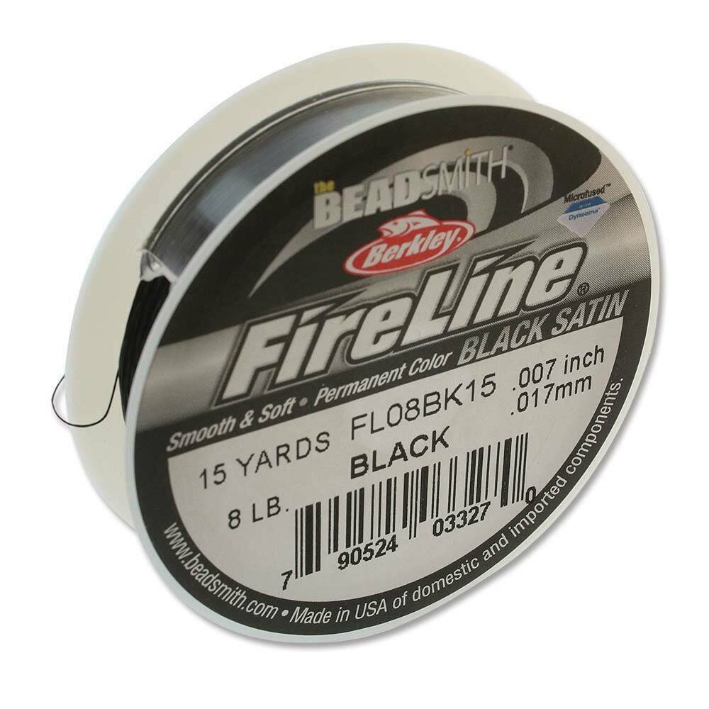 S-Lon Fire Beading Thread 8LB BLACK .007 -50 Yards