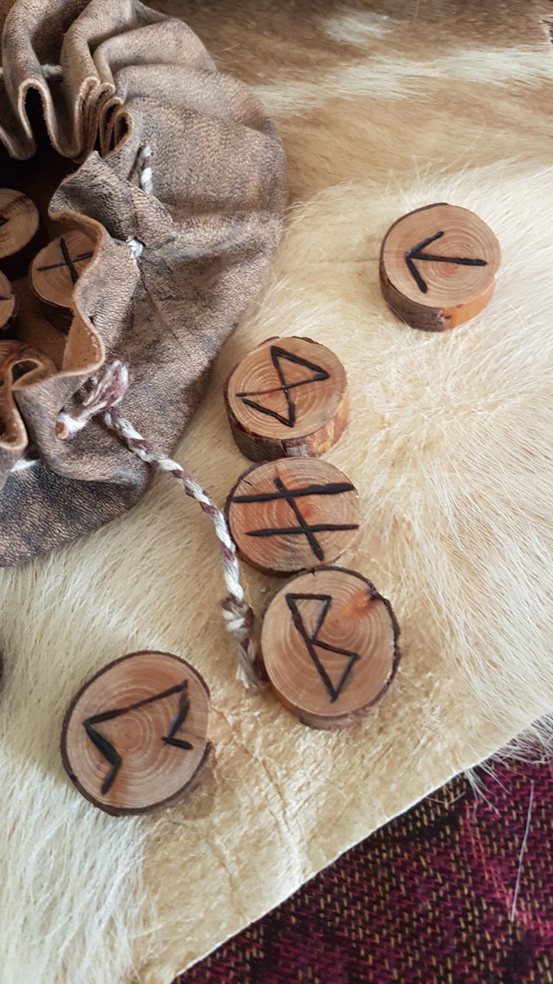 Birch Runes and Leather Rune Pouch - Etsy