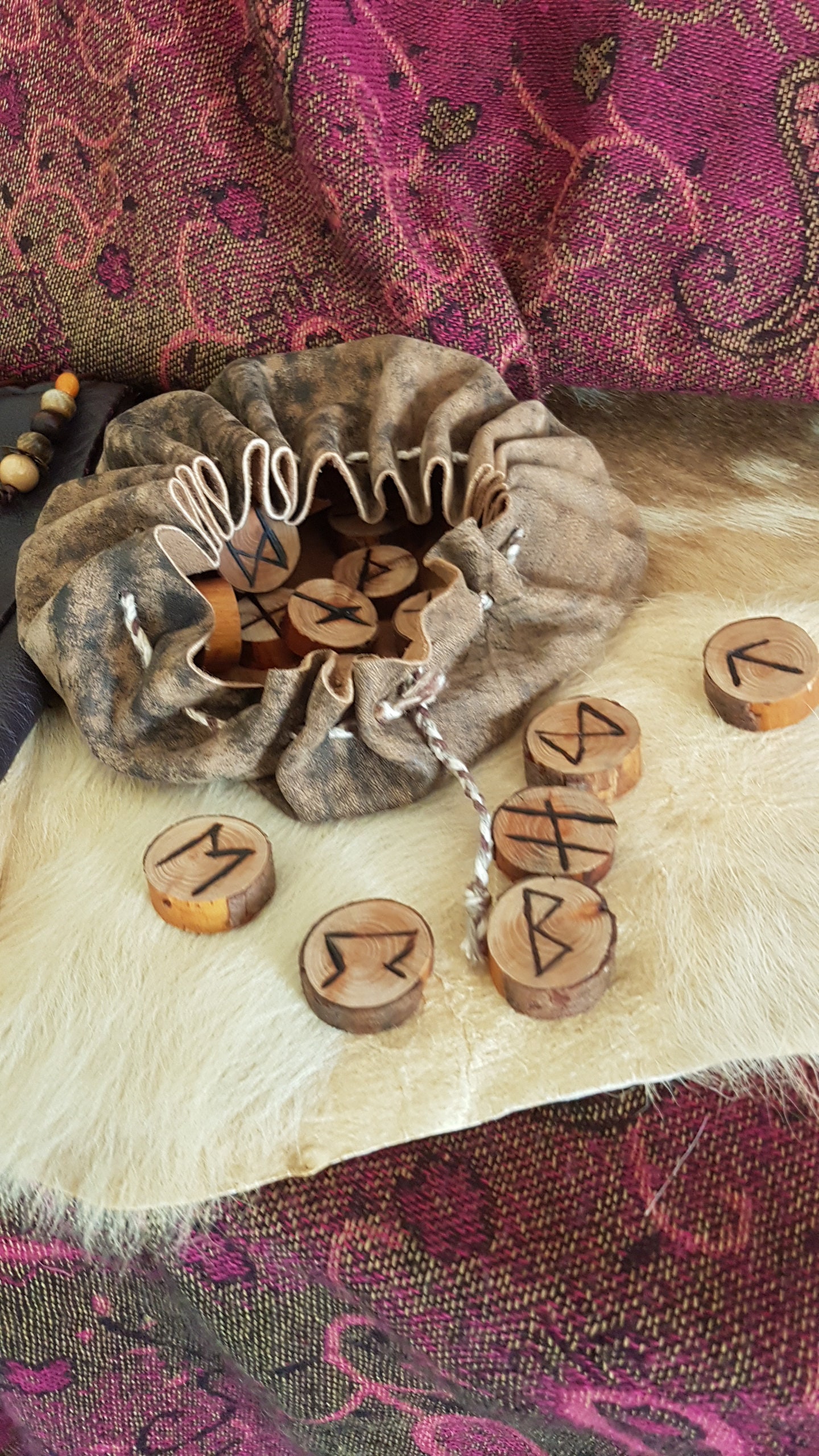 Birch Runes and Leather Rune Pouch - Etsy