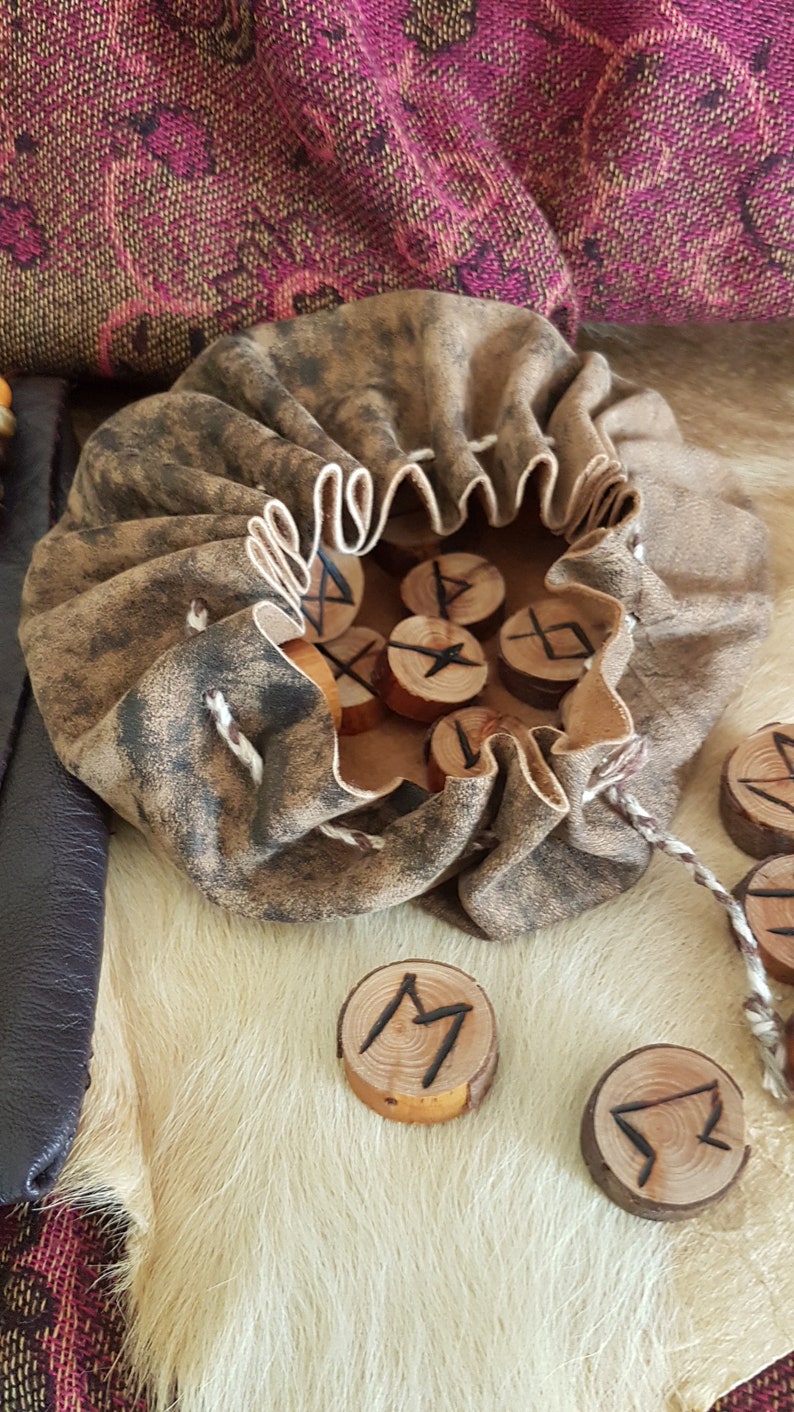 Birch Runes and Leather Rune Pouch - Etsy