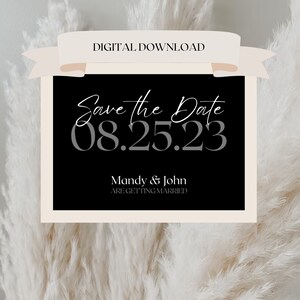 Black, White, Beige, Save the Date, Template Digital Download, Modern, Minimalist, Wedding, Invitation