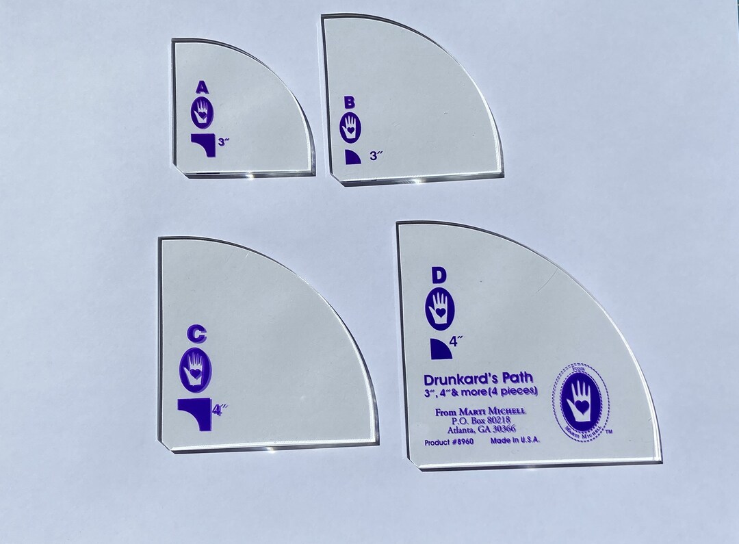 Drunkard's Path Templates Set 4 Companion Pieces for Making 3, 3 /2 ...
