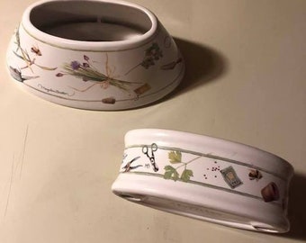 HALLMARK MARJOLEIN BASTIN oval candle holder topper Natures Sketchbook  2 pc. s