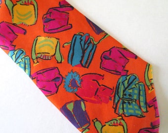 Vintage GAP Tie 80s 90s USA Made 100% Italian Silk Bold Colors Fresh Prince Rare