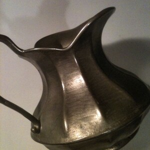 Rustic VINTAGE SOLID Brass Stout Pitcher Urn Vase with Handle