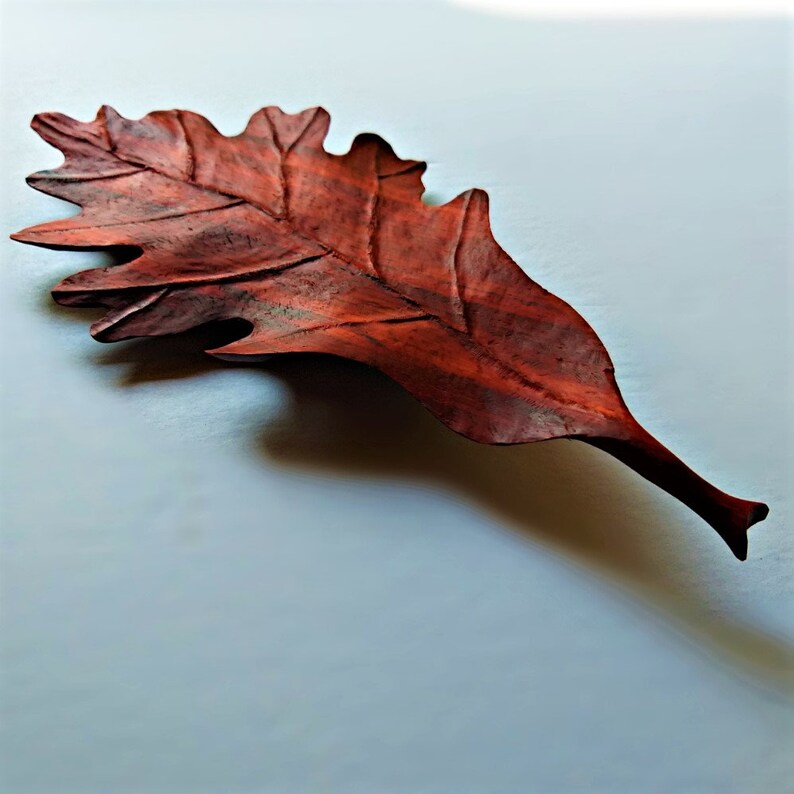 Fire Oak Leaf Wood sculpture Oak Leaf sculpted from African Etsy