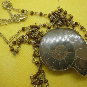 Beautiful Large Natural Anomite Pendant/Necklace with Silver Chain and Tiny wooden beads/Adjustable