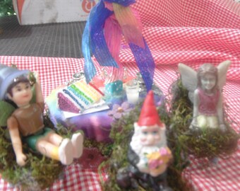 P R I D E Rainbow Tea Party Miniature/LGBTQ Cake and Table/Gnome/Fairies Celebrate/for Indoor Fairy Garden/Gift/ Diorama/Shadowbox