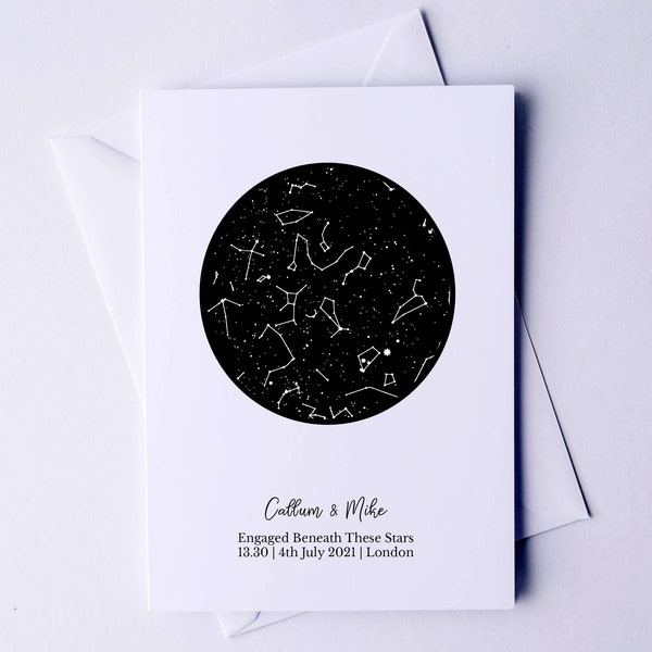 Constellation Card, Star Map Card, Custom Star Map, Card and Envelope