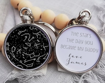 The Stars The Day You Became My Daddy, Star Map Keychain, Father’s Day, Personalised Gift For Dad, Star Map Fathers Day, Custom Star Keyring