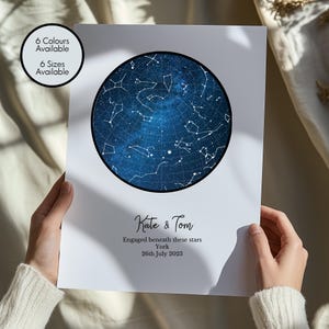 Engagement Star Map, Star Map Engagement Date, Star Map Personalised Engagement Gift, Engagement Gift Ideas, Unframed