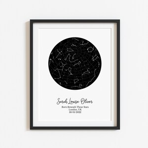 New Baby Gift Personalized Star Map Poster - Custom Night Sky Print for Nursery Decor, Unique Constellation Art Keepsake, 6 sizes