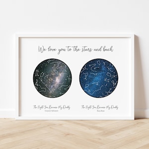 The Stars The Night You Became My Daddy, Father’s Day, Personalised Gift For Dad, Star Map Fathers Day, Unframed Print