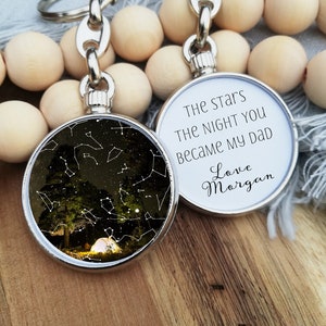 cadeaux papa, porte-clés photo recto-verso, citations d'étoiles, cadeau père, cadeau papa, cadeaux pour papa, souvenir constellation, porte-clés étoile personnalisé