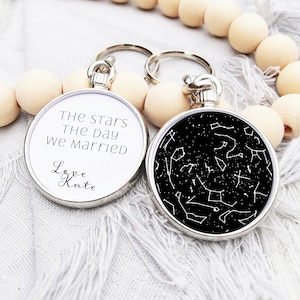 Le stelle la notte in cui ci siamo sposati, regalo personalizzato per anniversario di matrimonio per marito, mappa delle stelle per anniversario, portachiavi a forma di stella personalizzato