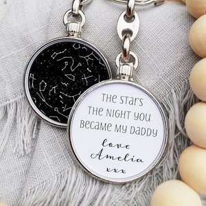Porte-clés personnalisé fête des pères, cadeaux personnalisés pour la fête des pères, porte-clés carte des étoiles personnalisé, cadeaux uniques pour la fête des pères pour papa