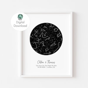 Download Benutzerdefinierte Sternenkarte Druck, Sternenkarte personalisierte Druck, Nachthimmel Druck, Konstellation Druck Personalisiert, Benutzerdefinierte Druck, jpeg