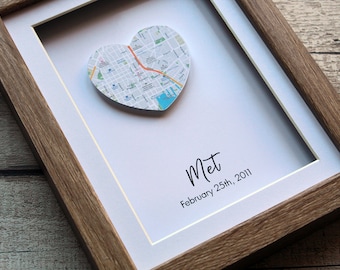 1st Anniversary Gift One Heart Map Print Personalised First Anniversary Gift For Him Boyfriend 1st