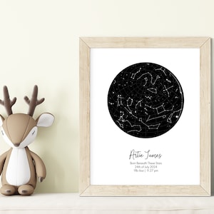 New Baby Gift, Custom Stars Map, Baby Gift Ideas, Night Sky Print, Star Map Poster, Custom Constellation Art, Star Chart Print, Sky Map Art