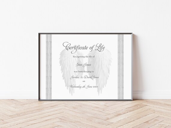 Certificate of Life Miscarriage Certificate Stillbirth - Etsy