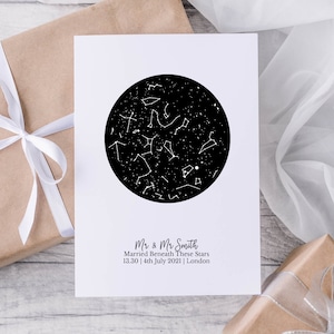 Star Map Card For Groom From Bride, Constellation Card For Wedding, Wedding Congratulations Card, 100% accurate