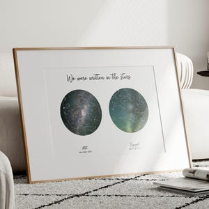 Personalised Engagement Star Map, Custom Date Star Chart Gift for Couple, Unique Engagement Present for Best Friend, Unframed Wall Art