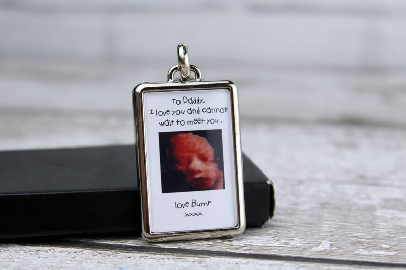 FREE GIFT BOX daddy to be gifts from bump Personalised scan keyring father to be gift scan photo keyring ultrasound keepsake