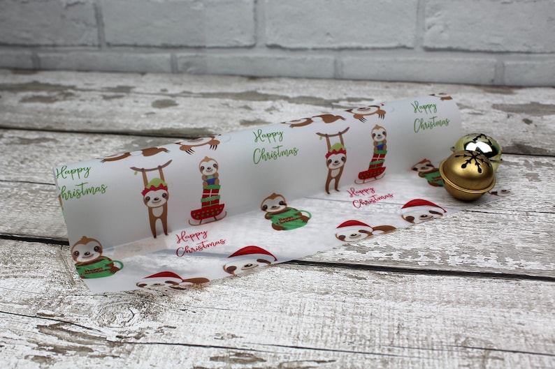 baby sloth Christmas paper Vellum sloth gift wrapping three toe sloth Christmas wrapping paper kids wrapping paper