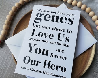 I may not have your genes, step dad father's day card, step dad card, card for dad, bonus dad,  white envelope, 7x5