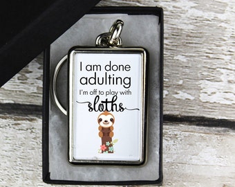 Personalised Sloth Gifts For Her, Sloth Gift For Best Friend, Sloth Keyring, Sloth Gift For Women, Secret Santa Gift, FREE BOX