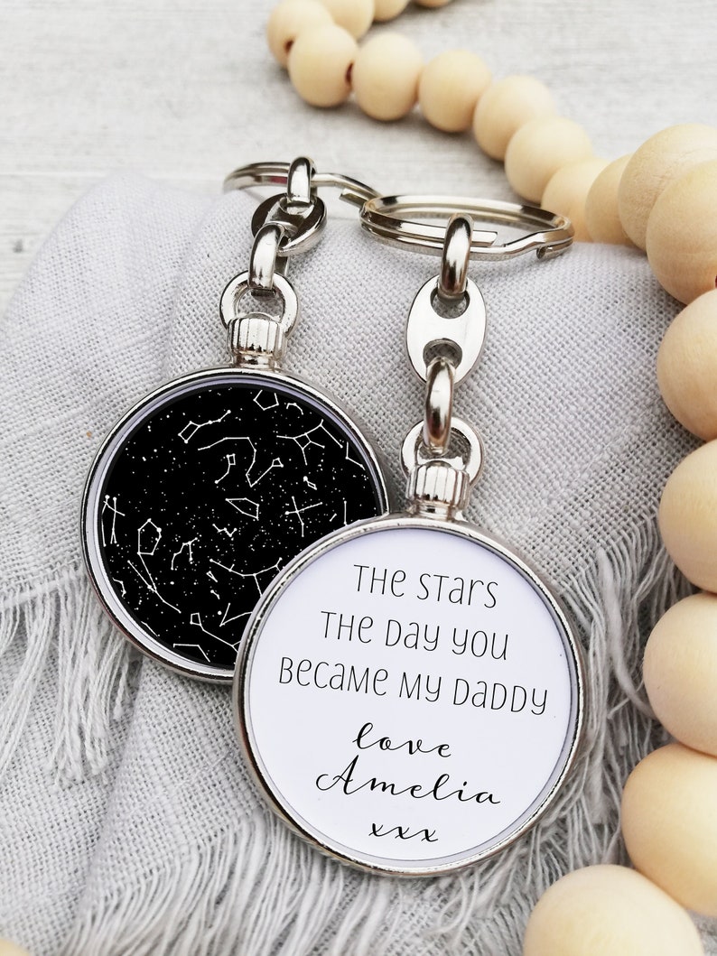 The Stars the Day You Became My Daddy Star Map Keychain Etsy UK