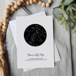 Personalised Birthday Card Custom Star Map Constellation Card Unique Greetings Card for Him Her Them, With White Envelope