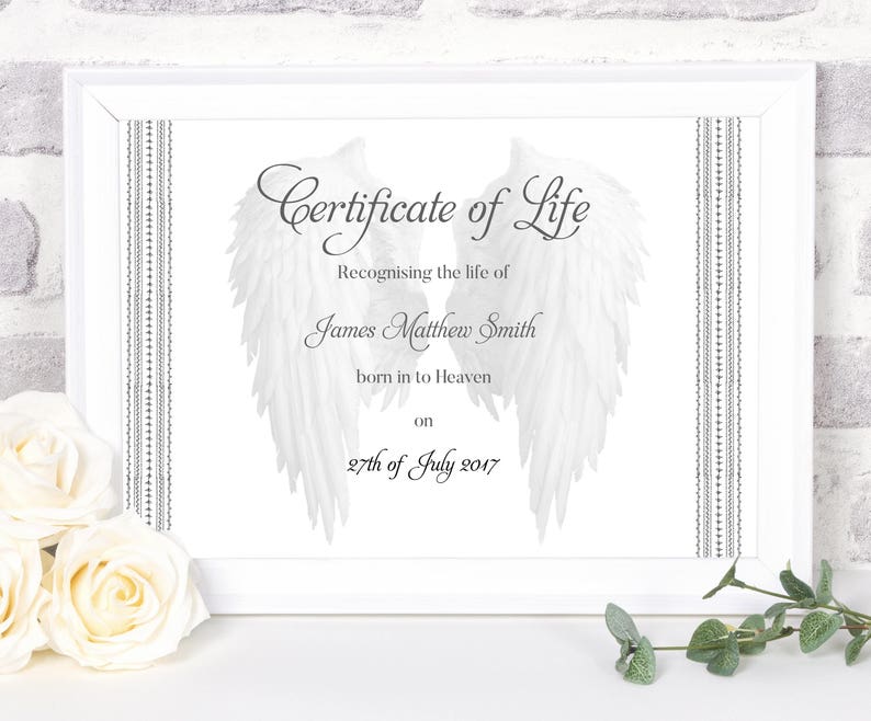 Certificate of Life Stillbirth Memorial Stillborn Memorial Etsy