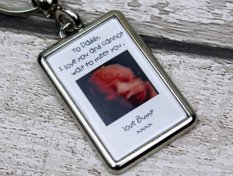 FREE GIFT BOX daddy to be gifts from bump Personalised scan keyring father to be gift scan photo keyring ultrasound keepsake