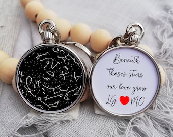 Constellation jewellery, constellation gift for him, valentines day gift for him, personalised couples gift, double sided keyring