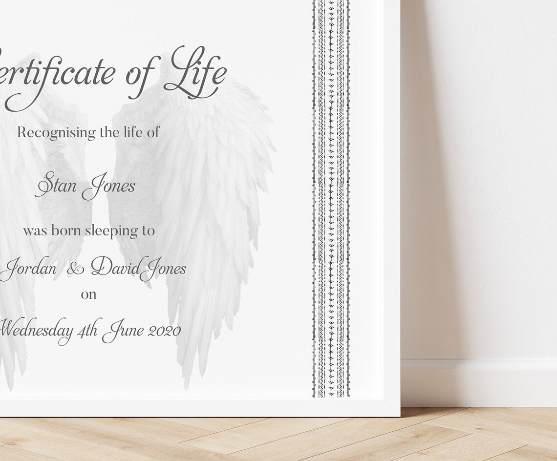 Certificate of Life Miscarriage Certificate Stillbirth - Etsy