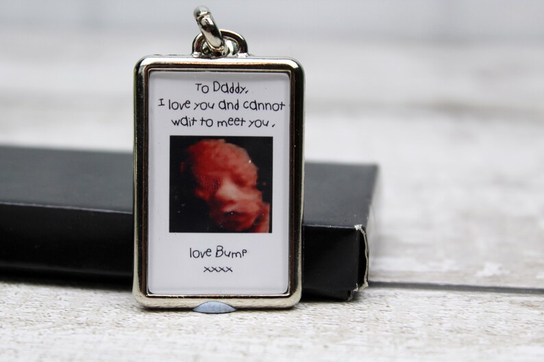 FREE GIFT BOX daddy to be gifts from bump Personalised scan keyring father to be gift scan photo keyring ultrasound keepsake