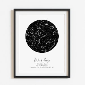 First Date Gift, Our first date, First Date Map, first date anniversary gift, Custom Sky Map, Star Map, first anniversary boyfriend, PRINT