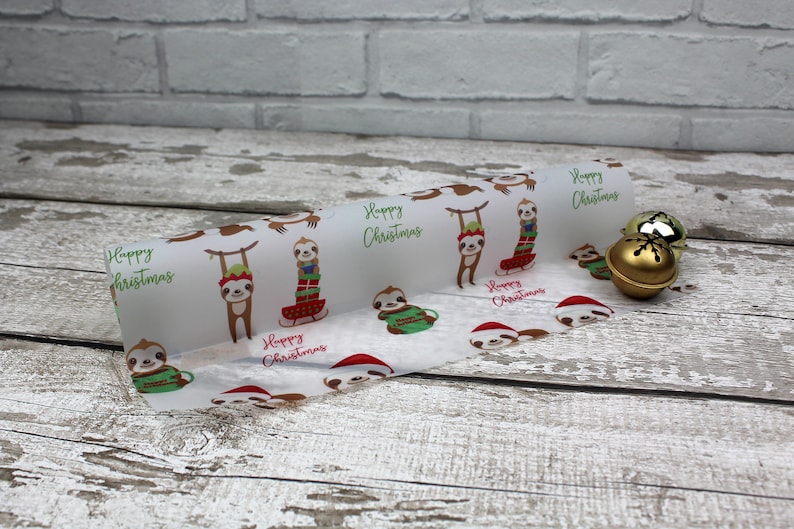 baby sloth Christmas paper Vellum sloth gift wrapping three toe sloth Christmas wrapping paper kids wrapping paper