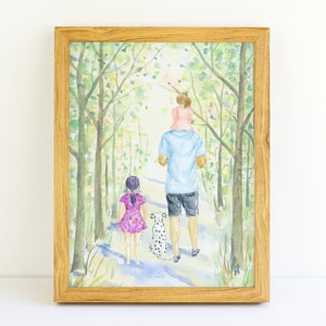 cadeau fête des pères des enfants, cadeau des enfants à papa, cadeau des enfants, cadeau de la fête des pères beau-père, impression portrait aquarelle, sans cadre