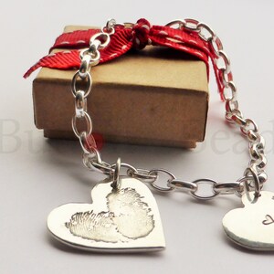 Silver Heart with Fingerprint and Personised with a Name image 8