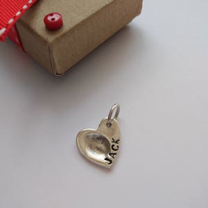 Silver Heart with Fingerprint and Personised with a Name image 4