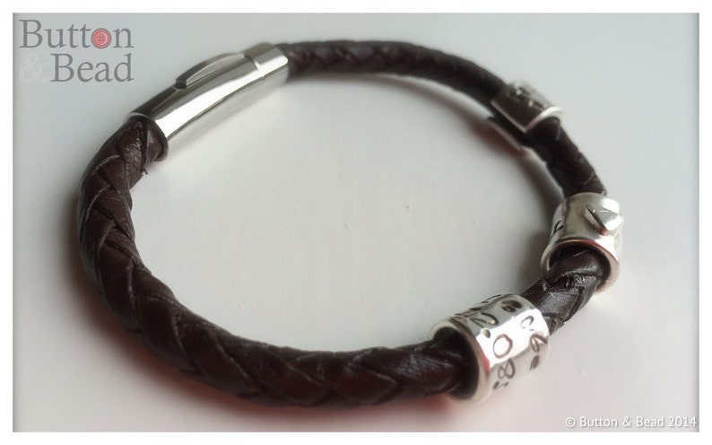 Mens Leather Bracelet With or Without Personalised Solid - Etsy