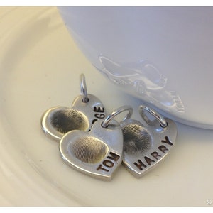 Silver Heart with Fingerprint and Personised with a Name image 3