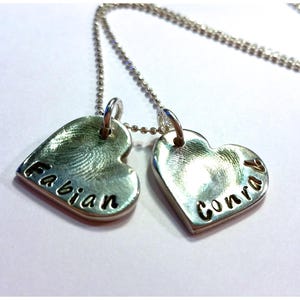 Silver Heart with Fingerprint and Personised with a Name image 6