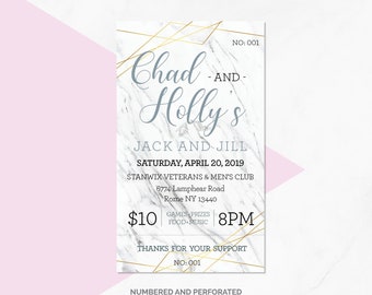 Boletos para Jack y Jill - Buck y Doe - Boletos para la rifa de Stag y Doe - Marble and Gold - Recaudación de fondos para bodas - Rifa 50/50 - Boletos para eventos