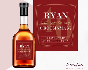 Groomsmen Proposal Label - Will You Be My Groomsman - Best Man Gift - Groomsman Gift - WeddingLabel - Personalized Bottle Label