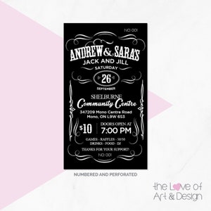 Jack und Jill Tickets - Buck und Doe - Stag and Doe Raffle Tickets - Whisky Label - Hochzeit Fundraiser - Custom Ticket - Verlobungsfeier