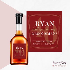 Groomsmen Proposal Label Will You Be My Groomsman Best Man Gift Groomsman Gift WeddingLabel Personalized Bottle Label image 1