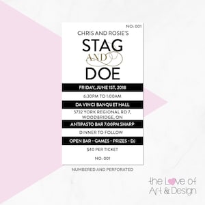 Buck and Doe Tickets -Jack and Jill Tickets - Stag and Doe Tickets - Wedding Fundraiser - Custom Tickets - Prize Draw - Raffle Tickets